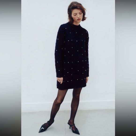 Women Zara Sparkly Cable Knit Sweater Size Small - Picture 1 of 7